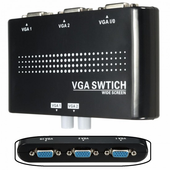 1 Monitor to 2 PC 2 In 1 Out VGA/SVGA Manual Sharing Switch Switcher Box For LCD