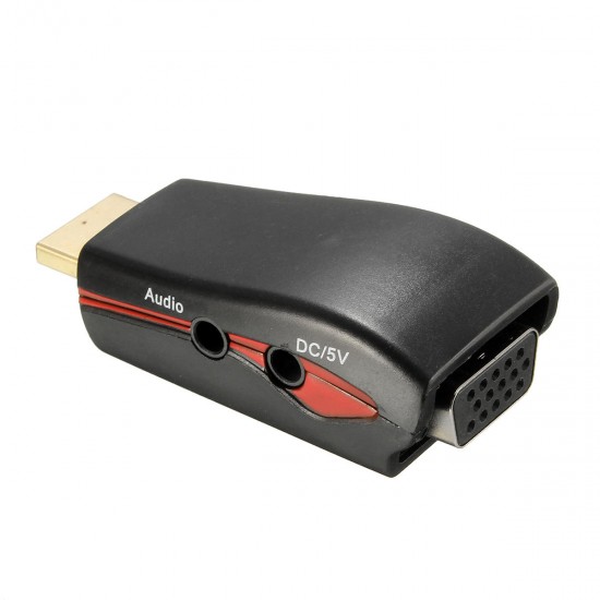 1080P HD Multimedia Interface Male to VGA Female Video Converter Adapter with USB Power Audio Cable