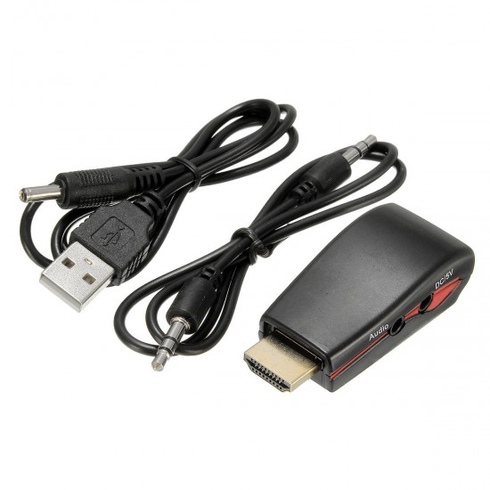 1080P HD Multimedia Interface Male to VGA Female Video Converter Adapter with USB Power Audio Cable 1080P HD Multimedia Interface Male to VGA Female Video Converter Adapter with USB Power Audio Cable