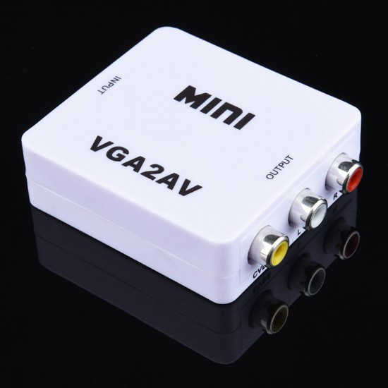 1080P Mini VGA to AV RCA Converter VGA2AV/CVBS Adapter for PC to HD TV Converter SXGA Video Cable