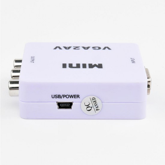 1080P Mini VGA to AV RCA Converter VGA2AV/CVBS Adapter for PC to HD TV Converter SXGA Video Cable
