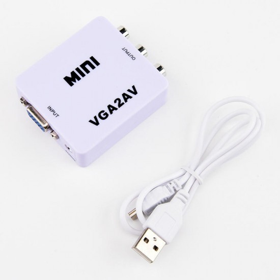 1080P Mini VGA to AV RCA Converter VGA2AV/CVBS Adapter for PC to HD TV Converter SXGA Video Cable 1080P Mini VGA to AV RCA Converter VGA2AV/CVBS Adapter for PC to HD TV Converter SXGA Video Cable