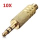 10X3.5mm 3Pole Golden Male Repair Headphones Audio Jack Plug Connector