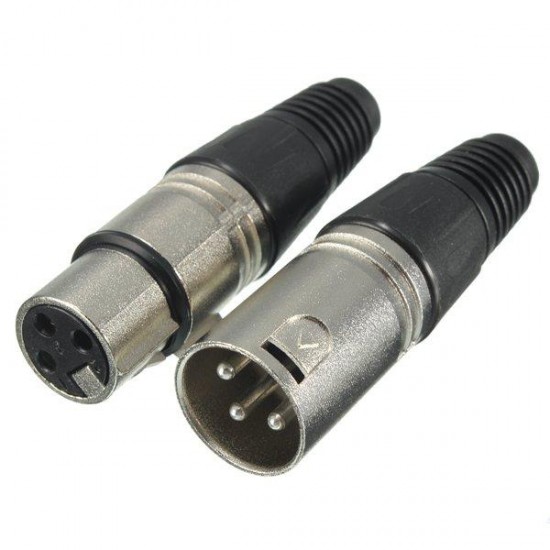 Male and Female 3-Pin XLR Microphone Audio Cable Plug Connectors