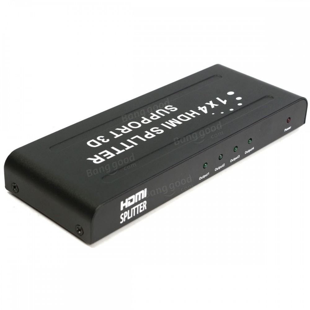 1080P 4 Way HD HUB 1x4 Port HDMI 3D Splitter Amplifier Switcher Box for