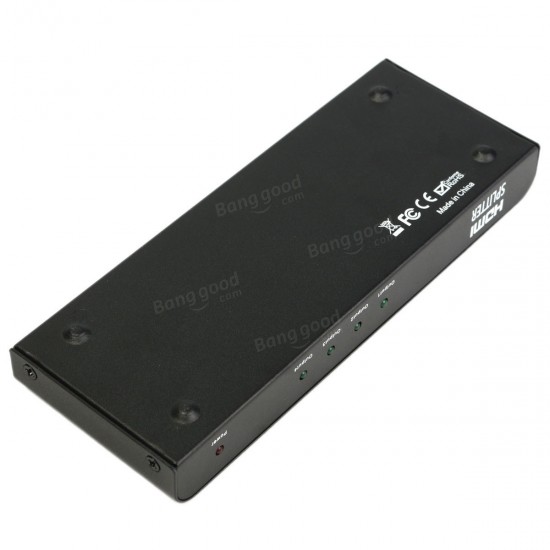 1080P 4 Way HD HUB 1x4 Port HDMI 3D Splitter Amplifier Switcher Box for