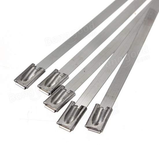 4.6x300mm Stainless Steel PVC Coated Self Locking Cable Organizer Ties