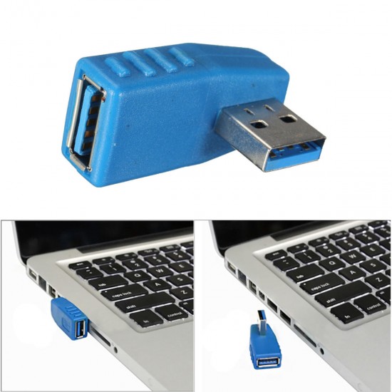 90 Degree Right Angled USB 3.0 Male to USB 3.0 Female Adapter Converter USB Connector