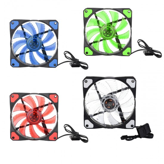 120mm 15pcs LED Light Neon PC Computer Case CPU Cooling Fan Mod Cooler 3Pin 4Pin