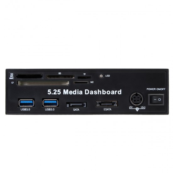 5.25 inch PCI-E to TF SD Card Reader SATA ESATA USB 3.0 Hub Front Panel PC Media Dashboard