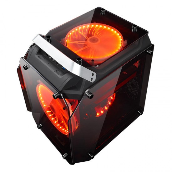 Coolman Gorilla Tempered Glass ATX Computer Case Water Cool Air Cool PC Case with 200mm Cooling Fan