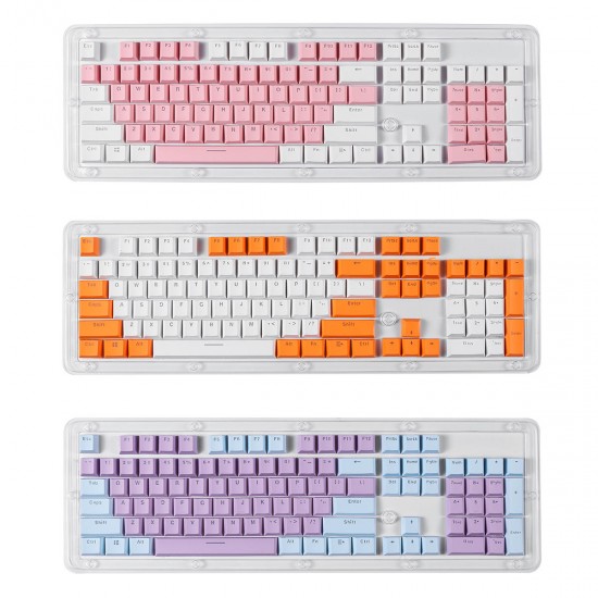 104 Key Light Translucent PBT Keycaps OEM Profile Keycap Set for Mechanical Keyboard