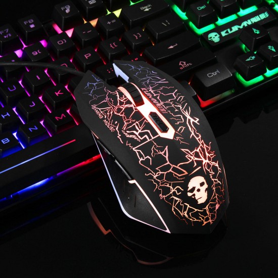 Colorful Backlight USB Wired Gaming Keyboard 2400DPI LED Gaming Mouse Combo with Mouse Pad