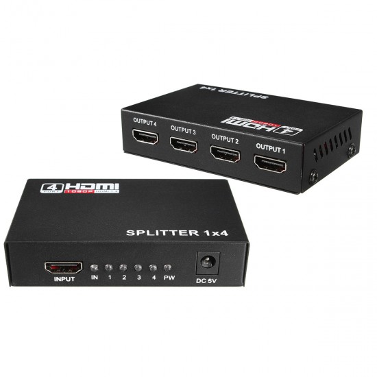 1X4 4 Port V1.4 3D 1080P Full HD HDMI Splitter Hub EU Plug US plug