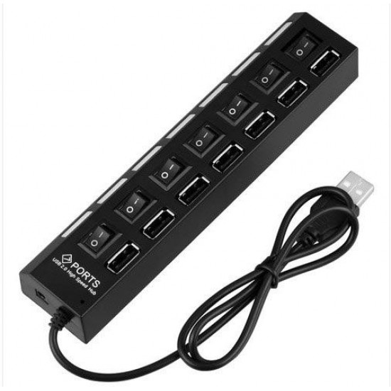 7 Ports USB 2.0 LED Hub High Speed Sharing Switch