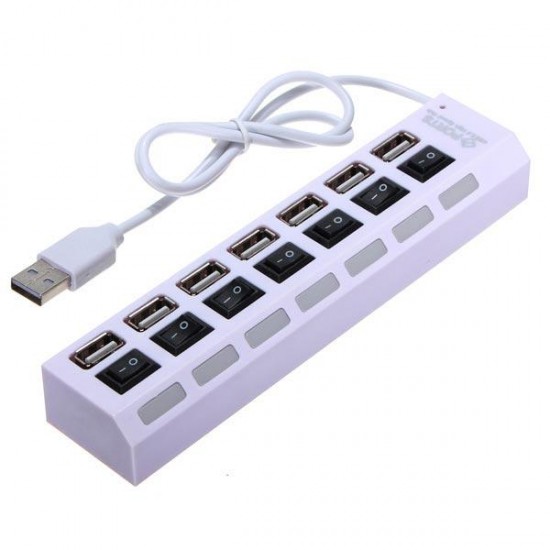 7 Ports USB 2.0 LED Hub High Speed Sharing Switch