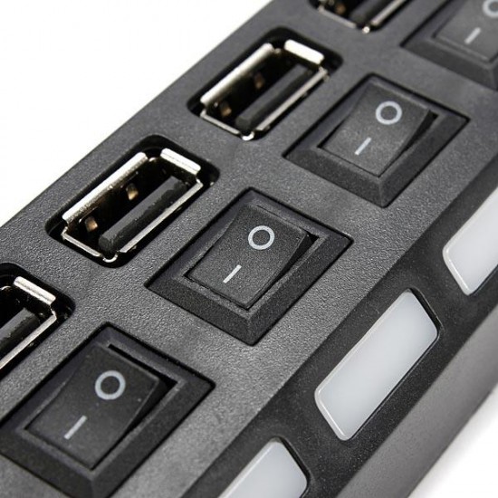 7 Ports USB 2.0 LED Hub High Speed Sharing Switch