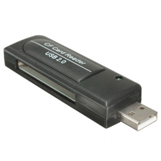 Black USB2.0 Single Slot Compact Flash CF I II MD Memory Card Reader Adapter