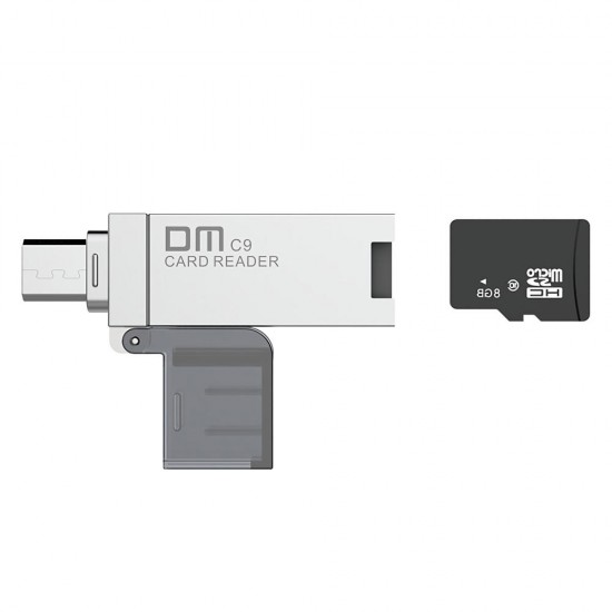 DM CR009 2-in-1 Micro USB + USB OTG Card Reader for Micro SD TF Memory Card