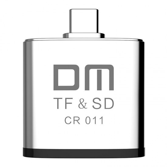 DM CR011 Zinc Alloy Type-C SD TF Card Reader for Laptops Tablets Phones