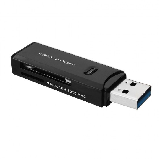 USB 3.0 High Speed Multifunctional TF SD Card Reader Black White