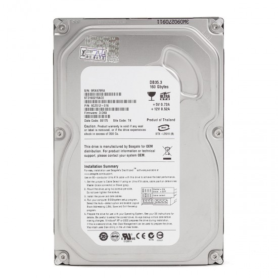 160GB 2MB 7200RPM IDE PATA ATA-100 3.5" Desktop Hard Disk Drive