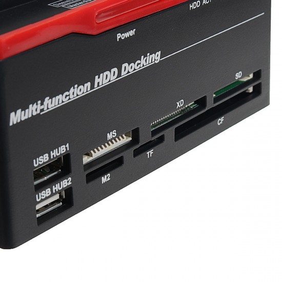 2.5/3.5" SATA IDE HDD Docking Station Clone Backup Hard Drive Enclosure USB2.0 HUB Card Reader EU