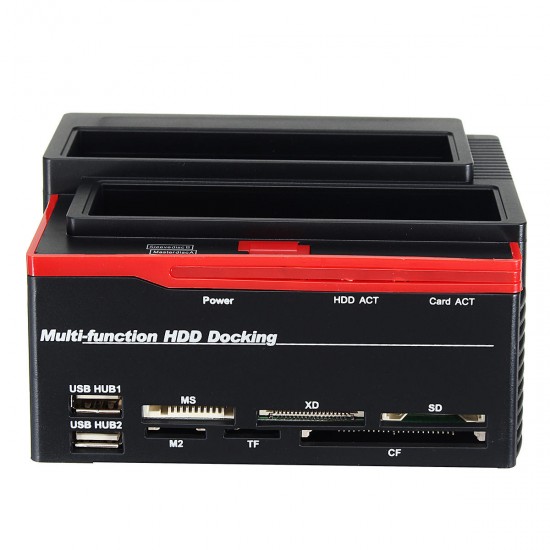 2.5/3.5" SATA IDE HDD Docking Station Offline Clone Hard Drive Enclosure USB2.0 HUB Card Reader US