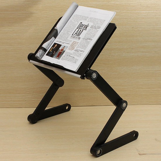 360° Foldable Aluminum Alloy Laptop Cooling Standing Desk Table Stand For Bed Sofa With USB Cable