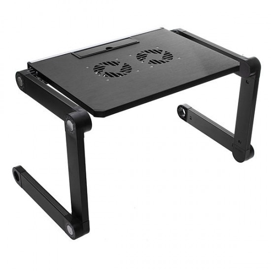360° Foldable Aluminum Alloy Laptop Cooling Standing Desk Table Stand For Bed Sofa With USB Cable