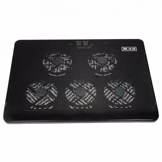 5 Fans LED USB Port Cooling Stand Pad Cooler for 17 inch Laptop Notebook