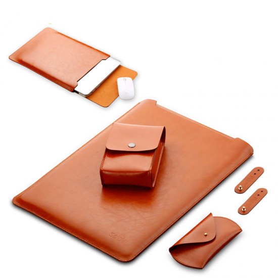 1 Set Waterproof Notebook Sleeve 15.6 inch PU Leather Laptop Bag Case Cover For Xiaomi Air Notebook