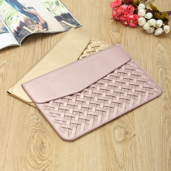 12 inch Weaving Laptop Bag PU Leather Case Cover Bag for Xiaomi Makbook Laptop