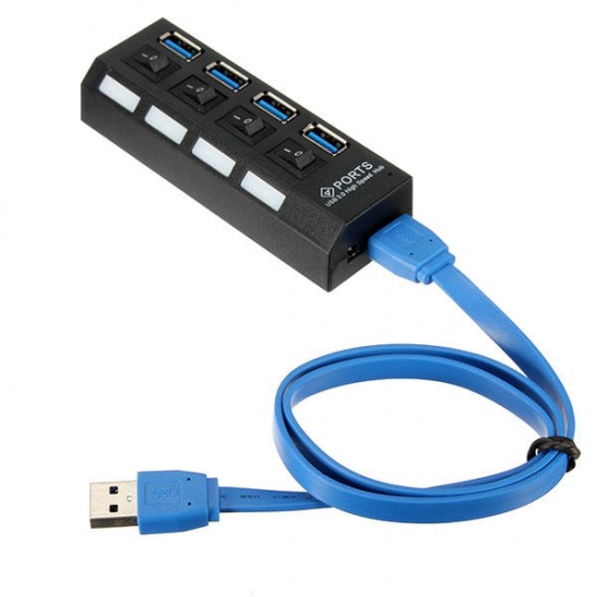 4 Ports USB 3.0 HUB On/Off Switch AC Adapter