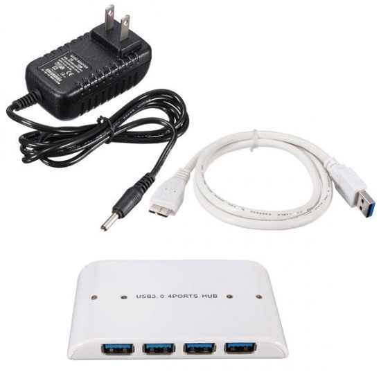 4 Ports USB 3.0 HUB With AC Power Adapter EU/UK/US Plug