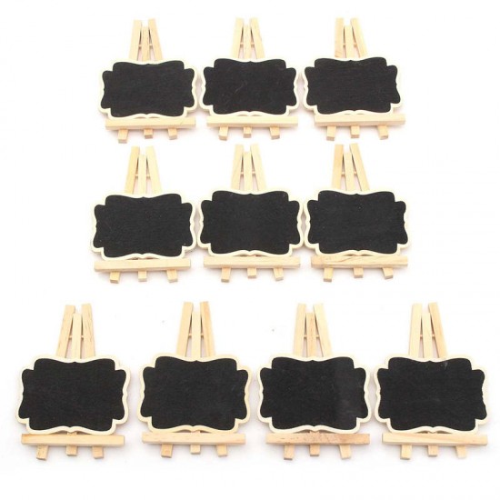 10pcs/set Mini Wooden Triangle Stand Message Blackboard Memo Crafts Office Decoration Supplies