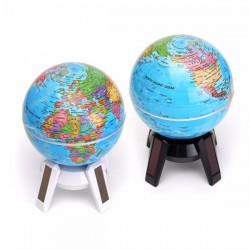 11cm Solar Powered Rotating World Map Globe Geography Atlas with LED Light Stand