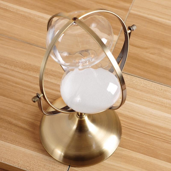 15 Minutes Globe Metal Hourglass Retro Sandglass Sand Timer Clock Home Office Decoration Gift