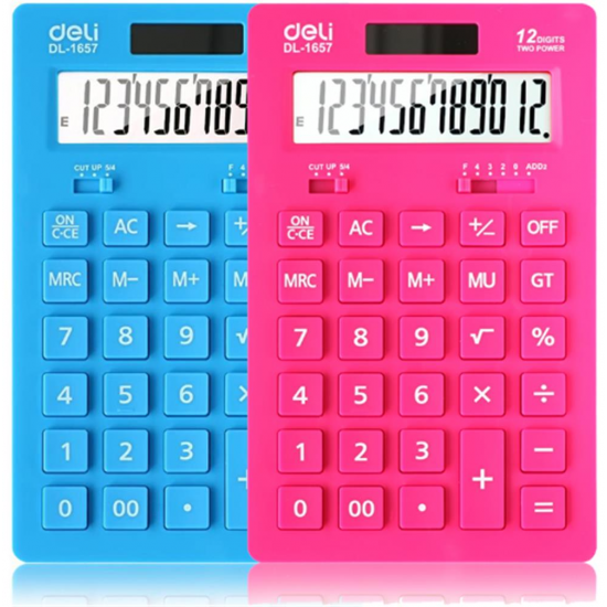 1pcs Deli 1657A Ultra-thin Solar Calculator Stationery Calculation