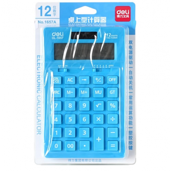 1pcs Deli 1657A Ultra-thin Solar Calculator Stationery Calculation