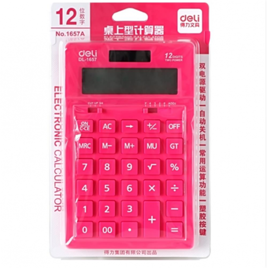 1pcs Deli 1657A Ultra-thin Solar Calculator Stationery Calculation