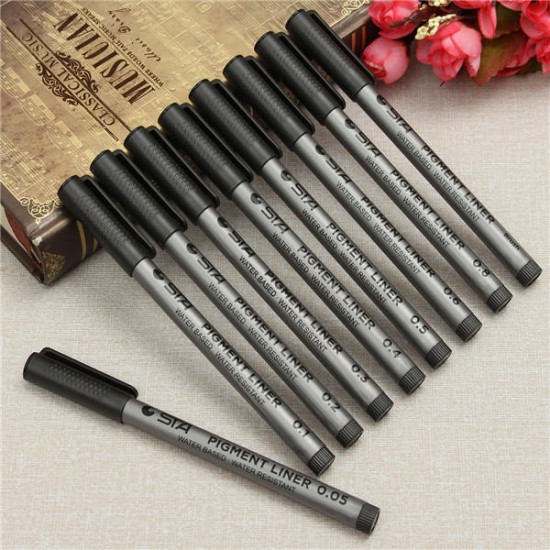 0.05mm-0.8mm Black Fine Line Pen Waterproof Drawing Writing Sketching Art Pens