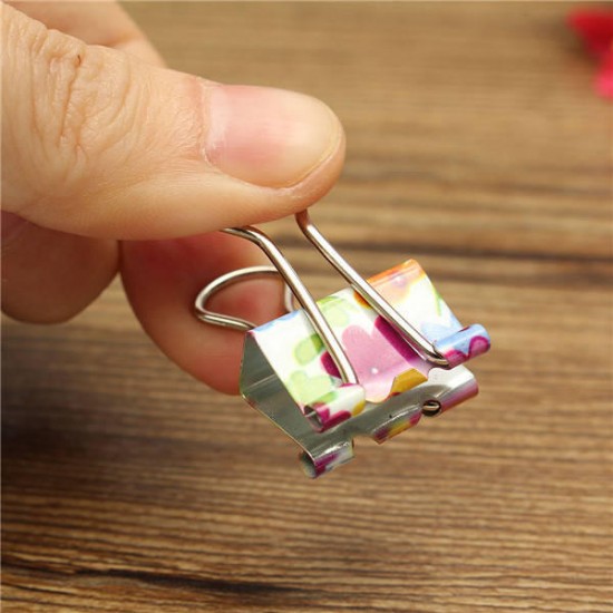 19mm Floral Foldback Binder Clips Metal Grip For Office Paper Documents