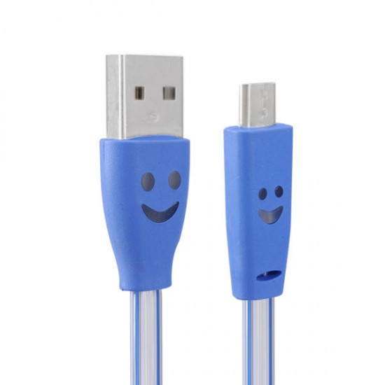 1.0M USB 2.0 to Micro USB Smile LED Charging Data Line for Tablet Cell Phone