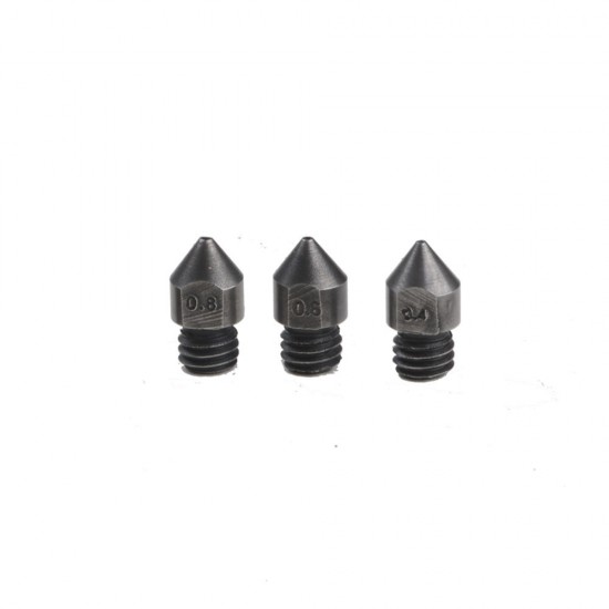 0.4mm/0.6mm/0.8mm 1.75mm Hardened Steel Nozzle for Creality CR-10/Ender3 Anet/Makerbot 3D Printer Part High Temperature Resistance