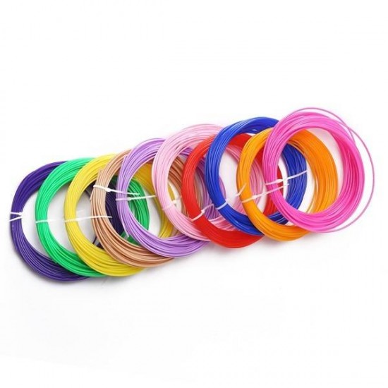 1.75mm 20 Color Sample Pack PLA 3D Pen Filament Refills - 10M Per Colorful
