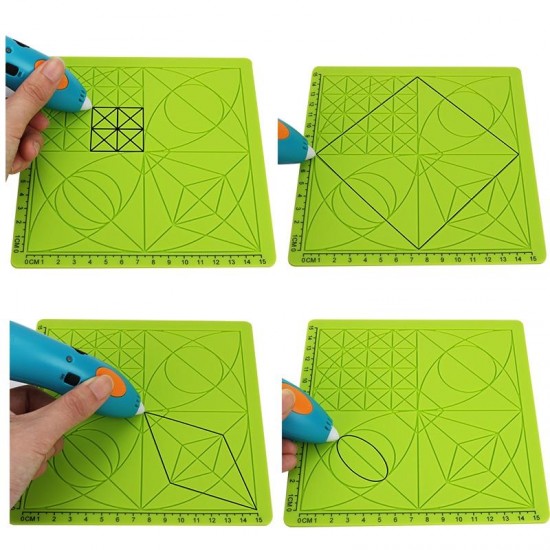4PCS 3D Printing Pen Silicone Design Mat Drawing Tools with Basic Template + 5PCS Insulation Silicone Finger Caps