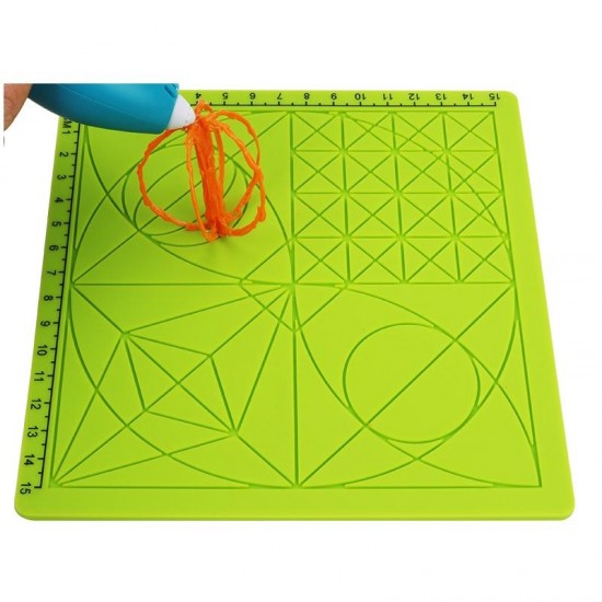 4PCS 3D Printing Pen Silicone Design Mat Drawing Tools with Basic Template + 5PCS Insulation Silicone Finger Caps