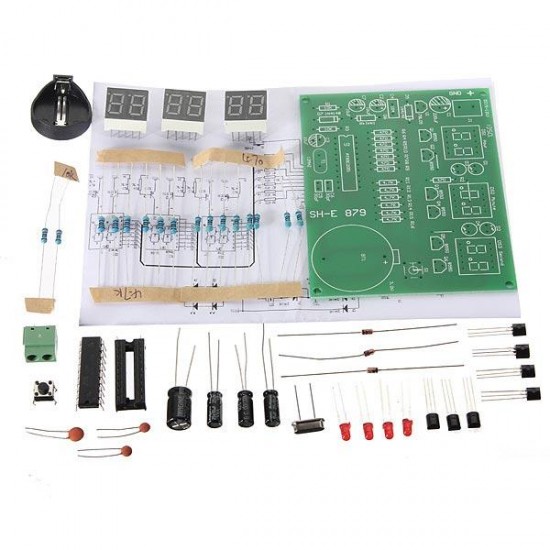 10Pcs DIY 6 Digital LED Electronic Clock Kit 9V-12V AT89C2051