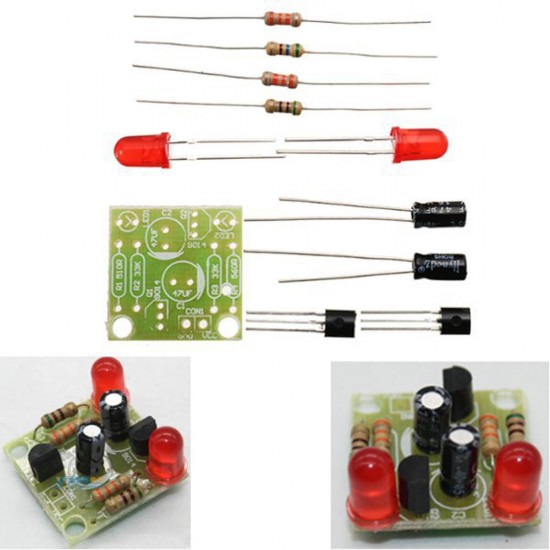 10pcs DC 3-14V DIY Simple LED Red Flashlight Circuit Kits DIY Multiharmonic Oscillating Electronic Circuit Sets PCB Board + Electronic Components + Instructions